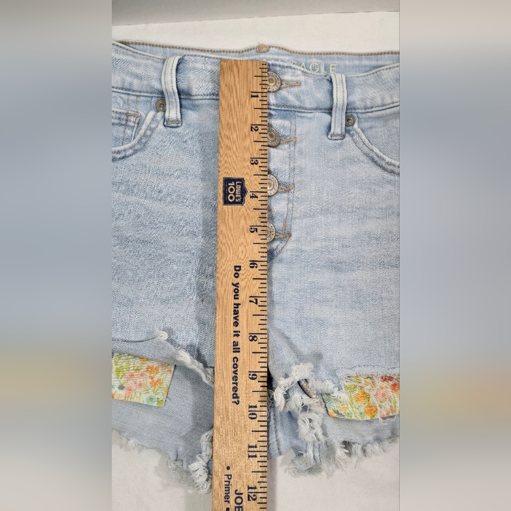 American Eagle Next Level Stretch Hi-Rise Shortie Shorts Distressed Women's 6 - Picture 9 of 12
